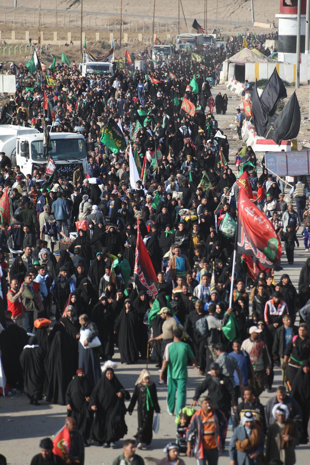 Pilgrims walking in warm weather