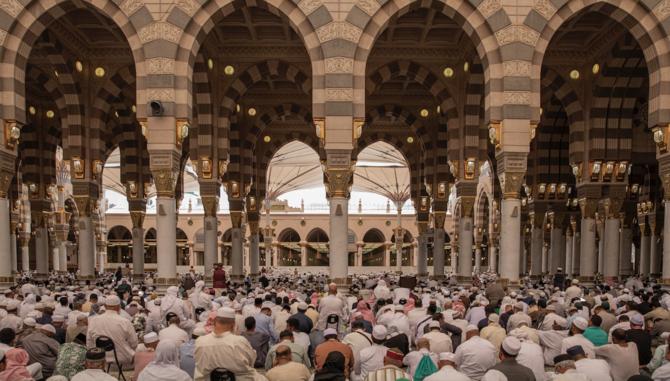 Pilgrims taking short rest during journey