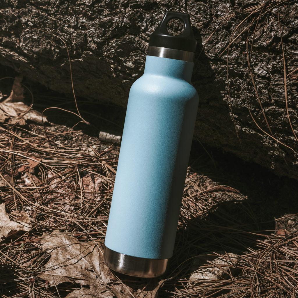 Reusable water bottle and health essentials